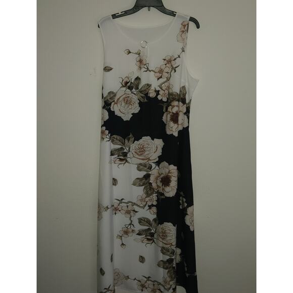 Unbranded Dresses & Skirts - Floral Womens Dress XL Black White Sleeveless Long Sun Summer Flowy Dress